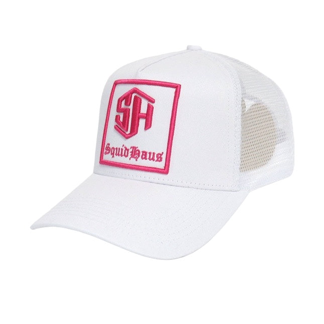 Pink and White SquidHaus Trucker Hat