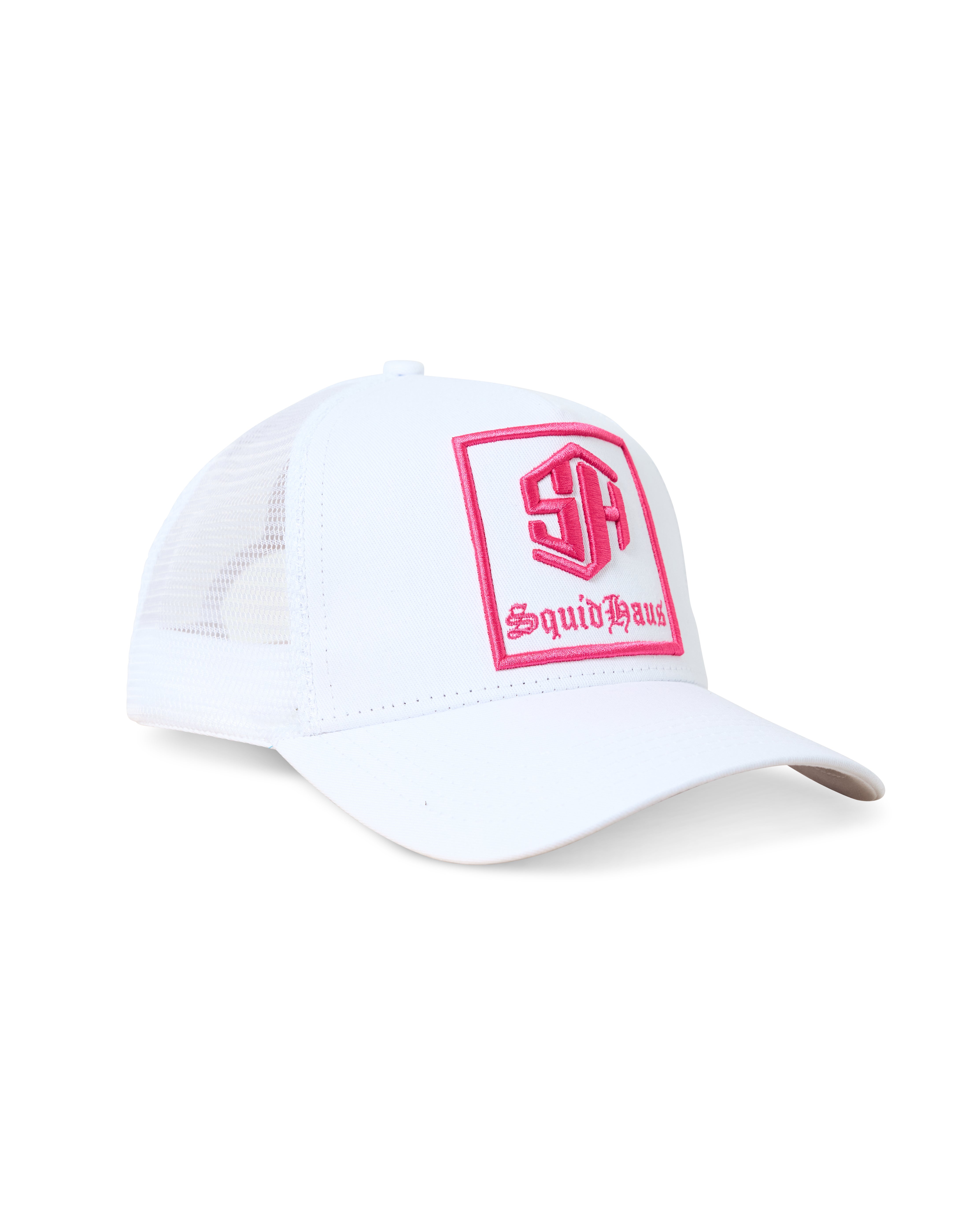 Pink and White SquidHaus Trucker Hat