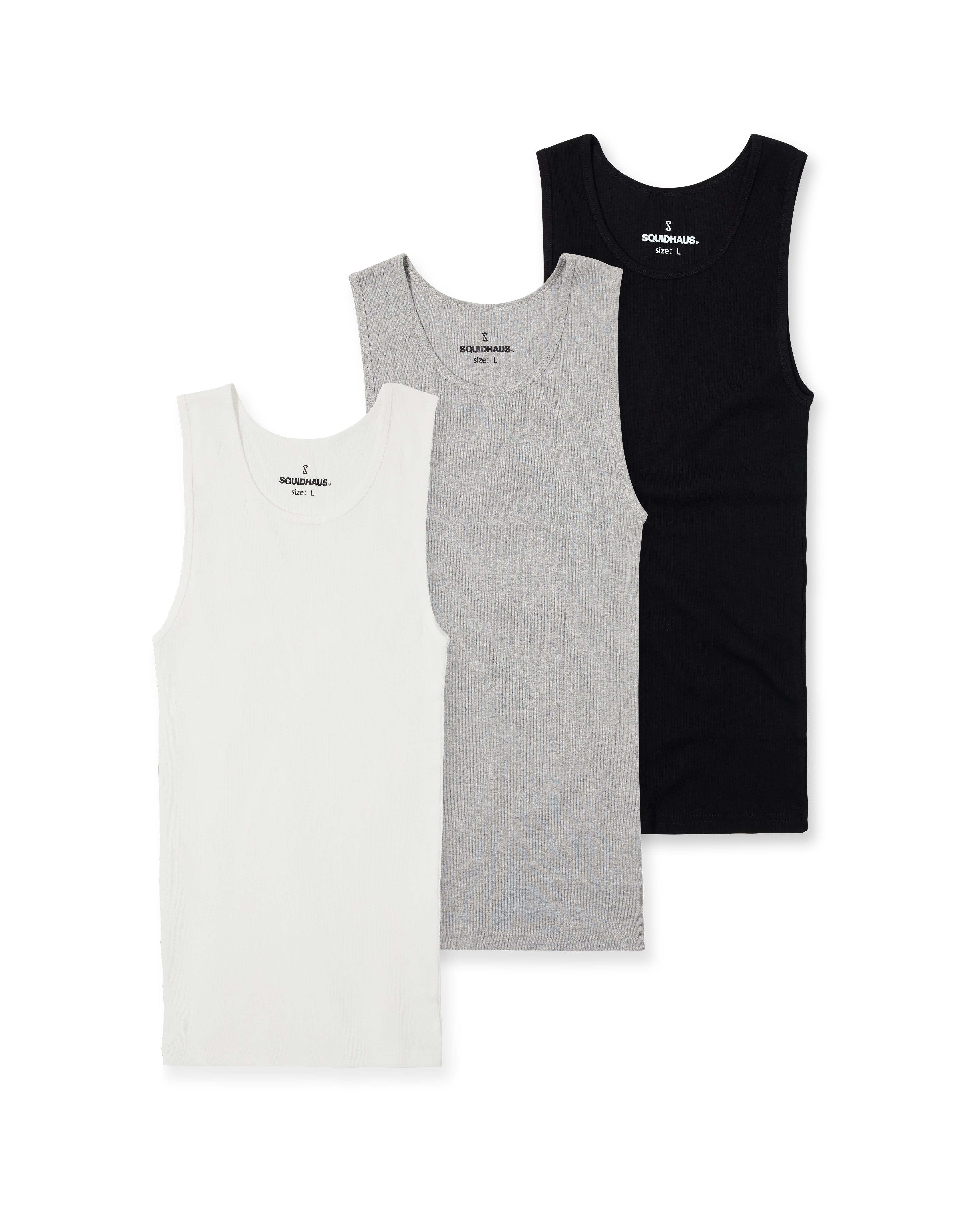 Premium Fitted Tank 3 Pack - Black/Grey/White